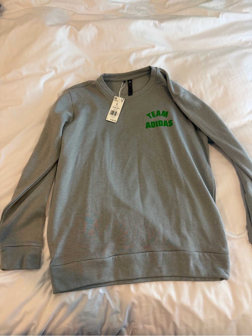 adidas Gray Crewneck Sweatshirt with Green TEAM ADIDAS Chest Print